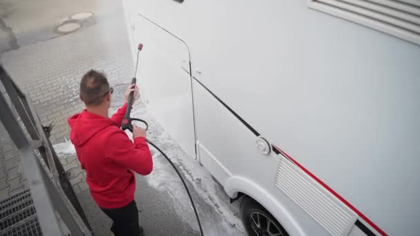 Detailed Camper Van RV Cleaning After Active Summer Season. — Stock Video