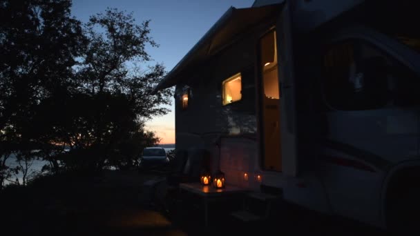 Evening in the RV Park Camping. — Stock video