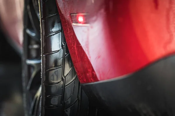 Car Tires on Wet Pavement — 스톡 사진