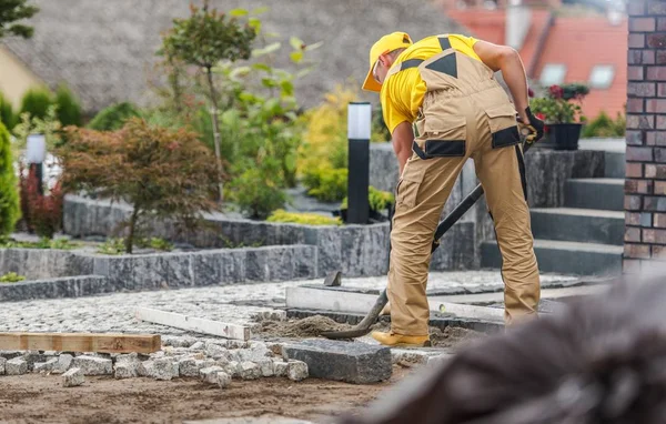 Γρανίτης τούβλο Paving Εργασία — Φωτογραφία Αρχείου