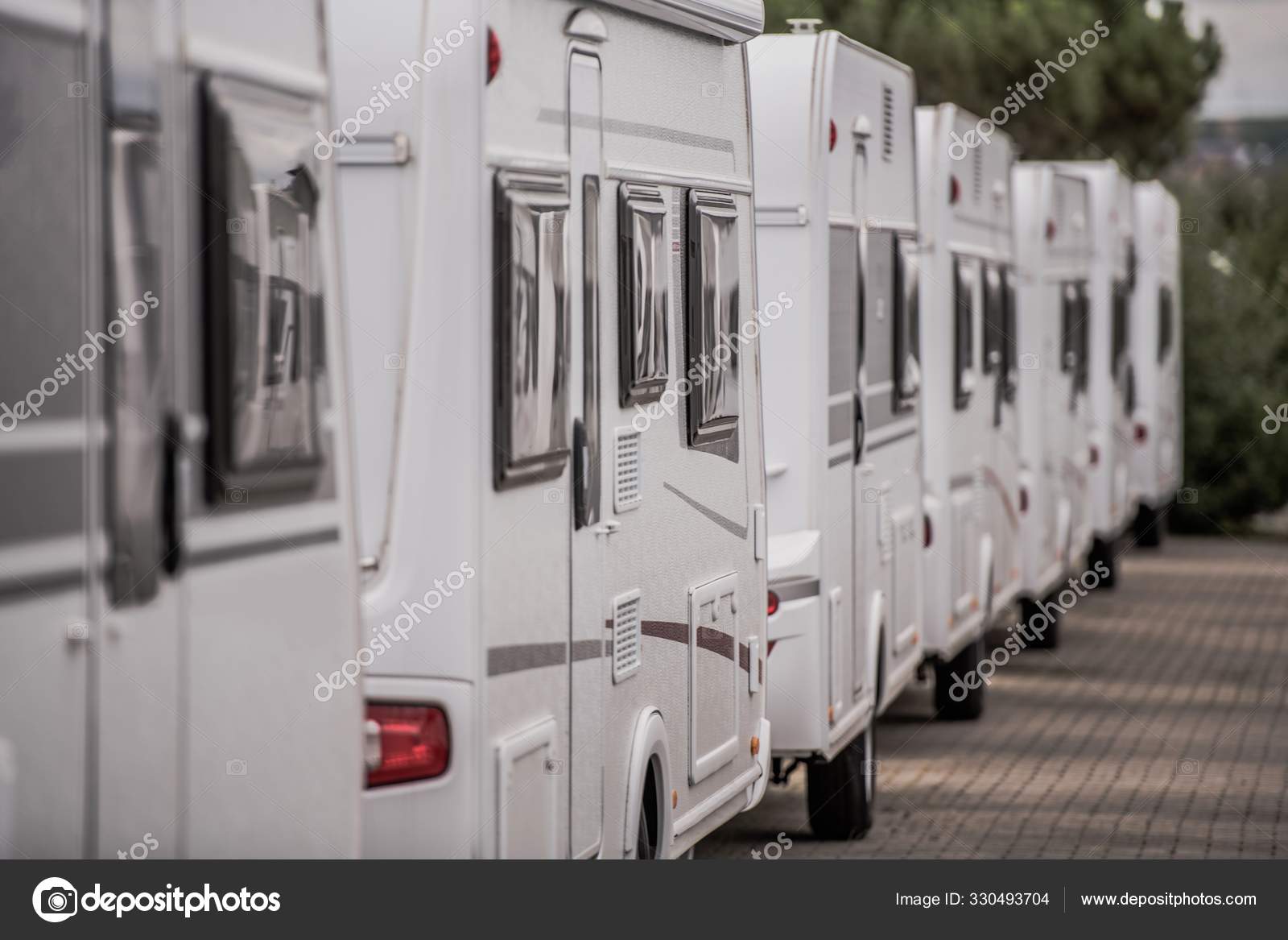 New Travel Trailers Sales — Stock Photo © 330493704