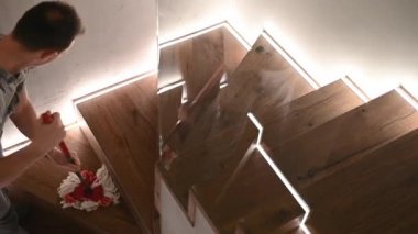 Yeni bitirilmiş Stil Ahşap Merdiven Temizleme