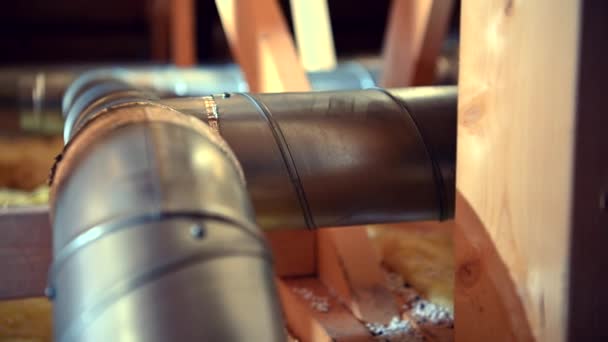 Pipelines de circulation d'air Gros plan. Systèmes résidentiels de qualité de l'air .