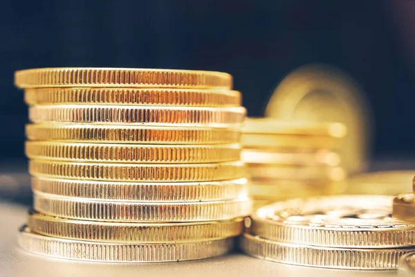 Пачка Золотых Монет Инвестиции Золото Время Кризиса Концептуальное Фото Финансовая — стоковое фото