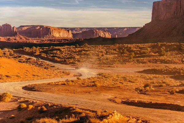 Wiejska Arizona Sandy Desert Road Monuments Valley Stany Zjednoczone Ameryki — Zdjęcie stockowe