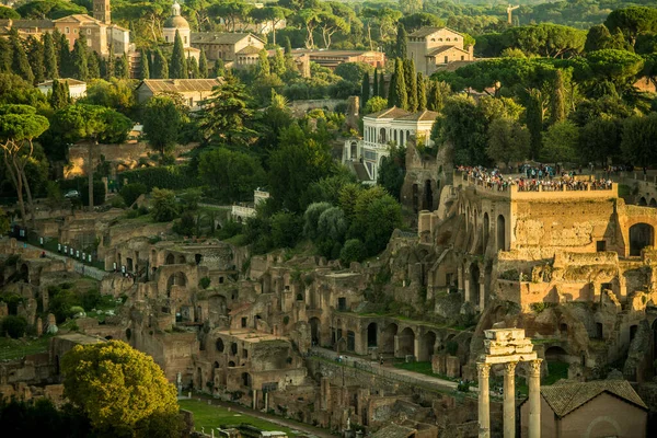 Eagle View Of Colosseum Ruins With City Landscape In Background.