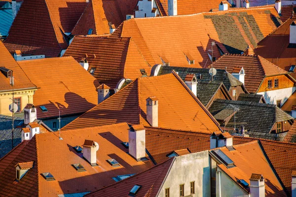 Aerial View Red Brown Rooftops Old Buildings Town — Stock Photo, Image