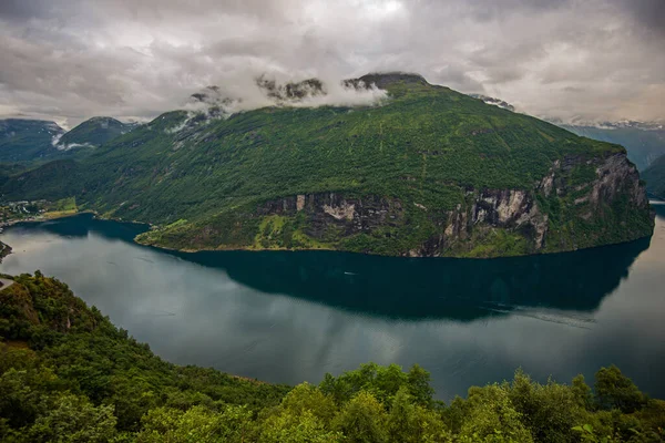 Cloudy Day Landscape Nature Geiranger — Stock Photo, Image