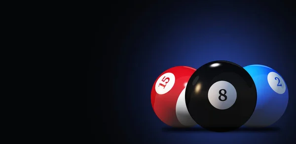 Close Red Black Blue Pool Balls Dark Blue Background — Stock Photo, Image