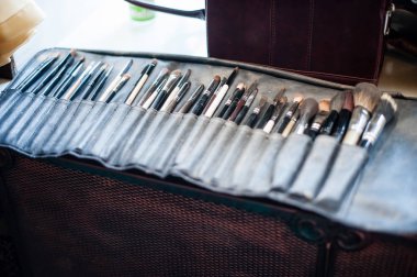 Fırçalar makyaj için bir dizi çalışma.