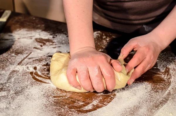 Kneading dough for bread baking. — Stock Photo, Image