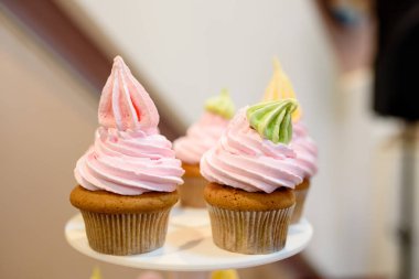 Çok renkli krem fincan kek