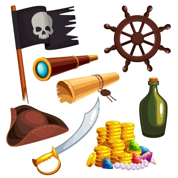 Set di elementi pirata — Vettoriale Stock