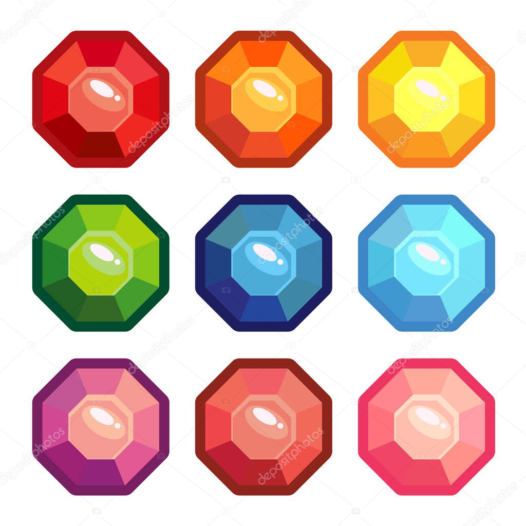 A set of gemstones in the shape of an octagon