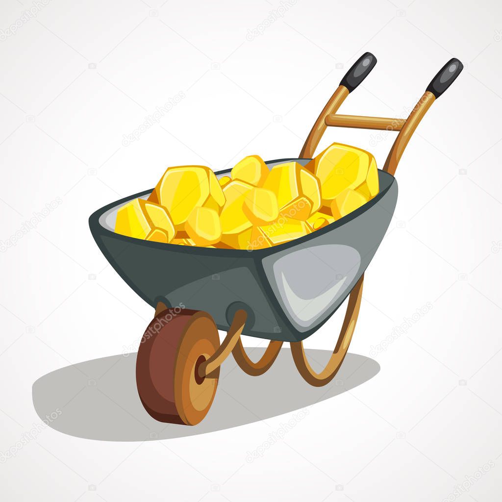Cartoon wheelbarrow with gold