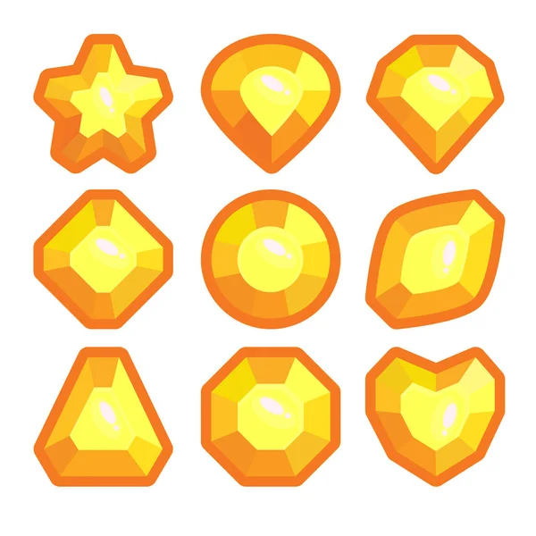 Un conjunto de emblemas amarillos de piedras preciosas — Vector de stock
