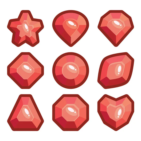 Um conjunto de emblemas vermelhos claros de pedras preciosas —  Vetores de Stock