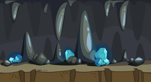 Cartoon seamless background of the dark cave — Stock Vector