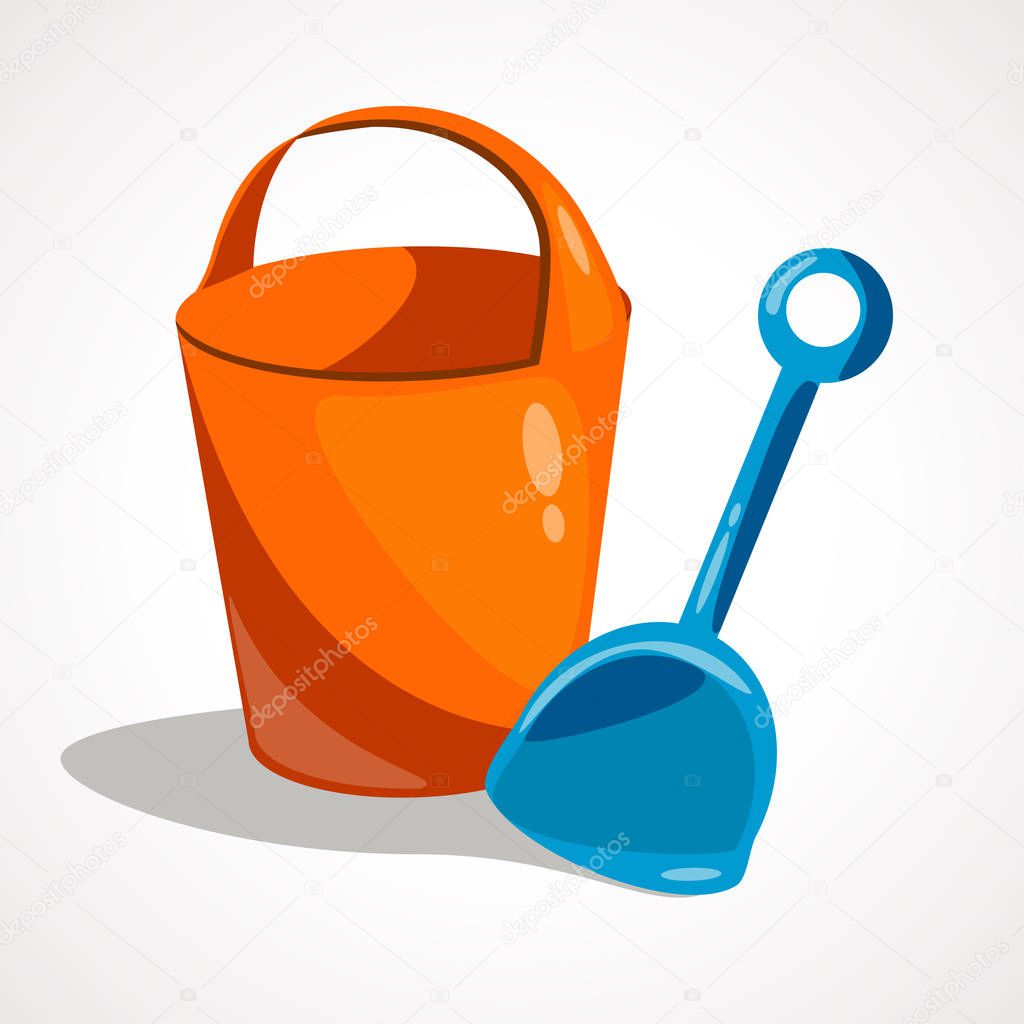 Cartoon bucket and scoop