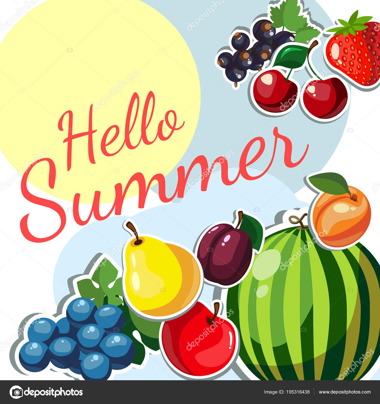 A cartoon greeting card with fruits Stock Vector by ©Bodanochka 195316438