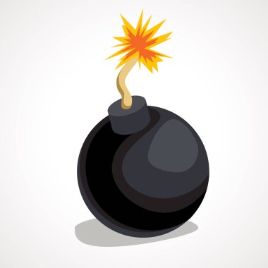 Cartoon round bomb with burning wick. Vector illustration. clipart