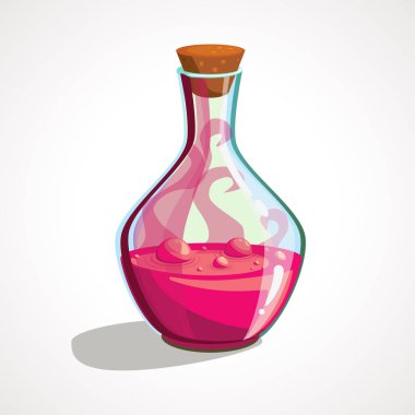 Cadı iksiriyle karikatür şişesi. Vektör illüstrasyonu