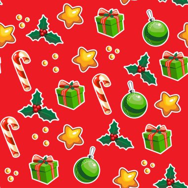 Kusursuz desenli Noel ambalajı kağıdı. Vektör illüstrasyonu.