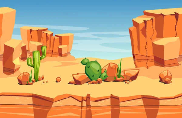 Saumaton kuva aavikon maisema ja kaktukset — vektorikuva