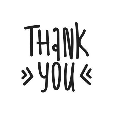 El yazısı için teşekkürler. El yapımı el yazısı, vektör. beyaz arkaplanda siyah metin