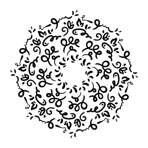 Zentangle mandala, Yetişkin boyama kitabı, vektör tasarım öğesi için sayfa. Dekoratif yuvarlak siyah beyaz arka plan üzerinde izole yaprakları çiçek, doodle. — Stok Vektör