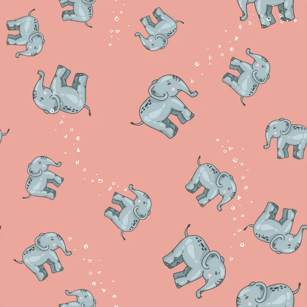 Patrón de elefantes azules y grises. Antecedentes con elefantes. Patrón infantil. Fondo de elefantes lindos. estilo garabato. Textil Envolver fondo de papel. repitiendo imagen. dibujo a mano — Archivo Imágenes Vectoriales