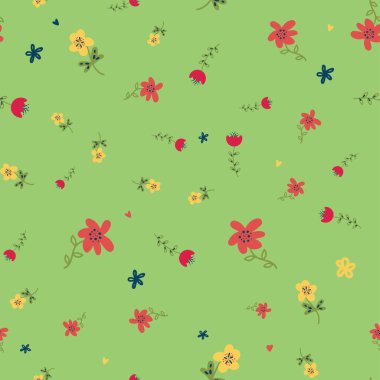 Kabaca bahar çiçekleri. Soyut, pürüzsüz desen. Yeşil Evrensel tebrik kartları ve davetiyeler için parlak bir altyapı. El çizimi çizimi. Tekstil Paket kağıdı arkaplanı