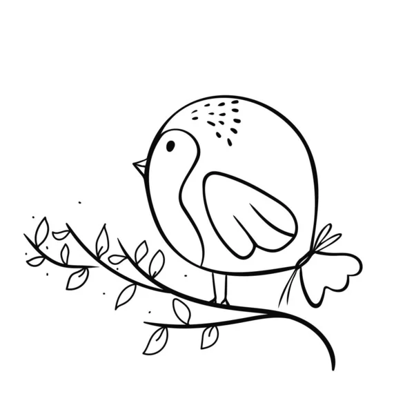 Lindo Pájaro Estilo Garabato Mano Dibujada Boceto Pájaro Pequeño Vector — Archivo Imágenes Vectoriales