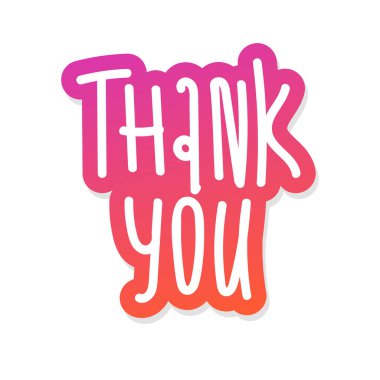 Teşekkürler. İş sunumlarınız için vektör illüstrasyonu. Çıkartma harfleri beyaz üzerine izole edilmiş el çizimi