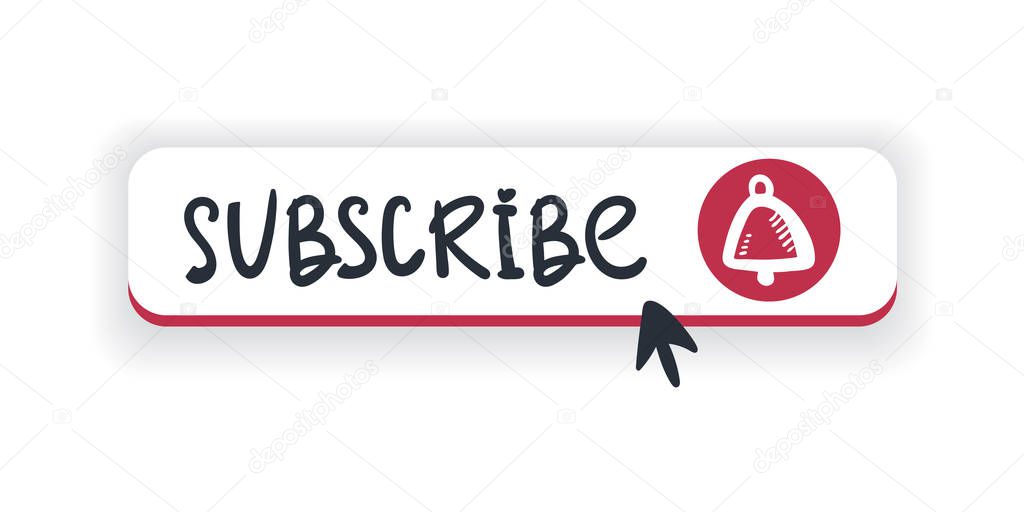 subscribe button with cursor,cool doodle vector illustration