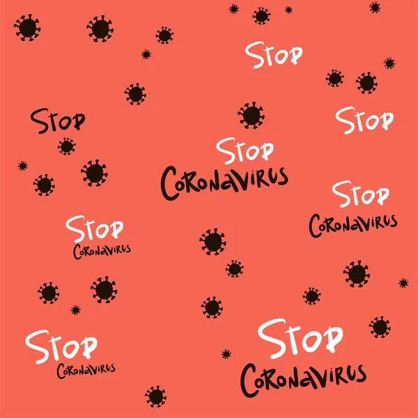 Patrón Sin Costuras Garabato Coronavirus Aislado Sobre Fondo Rojo Epidemia — Archivo Imágenes Vectoriales