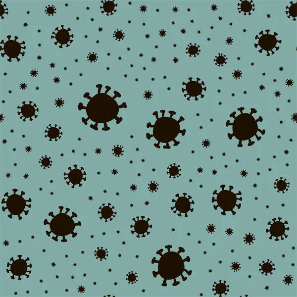 Motif Sans Couture Doodle Coronavirus Isolé Sur Fond Bleu Épidémie — Image vectorielle