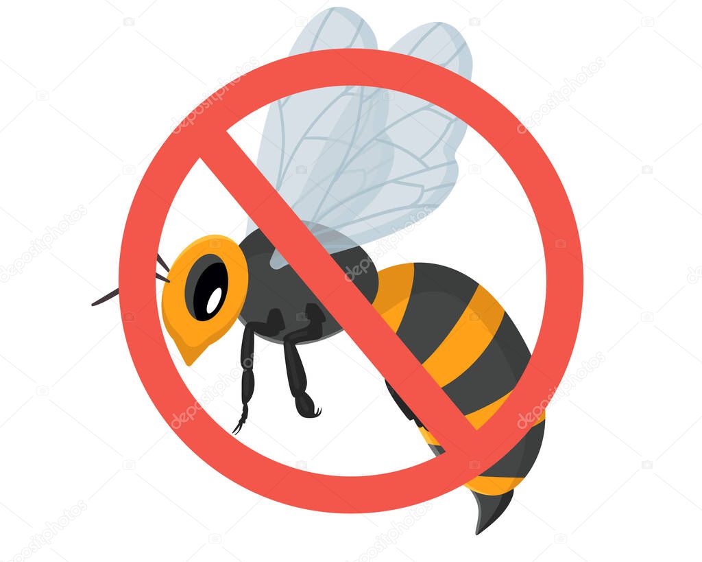 Wasp Bee Hornet vector illustration - set of household pests in cartoon style.