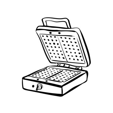 Beyaz arkaplanda waffle demiri simgesi vektörü, Waffle demiri karalama moda mutfak koleksiyonundan ikonlar, waffle demiri basit element gösterimi