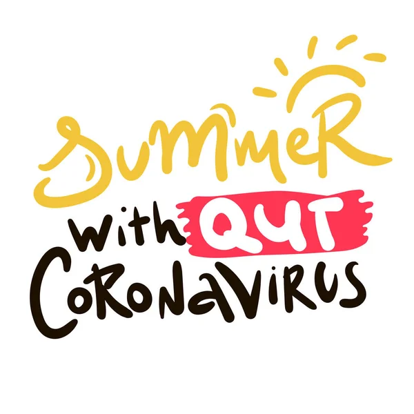 Verano Sin Coronavirus Plantilla Letras Dibujadas Mano Para Publicidad Letrero — Vector de stock