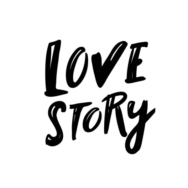 Love Story Card Hand Written Modern Brush Lettering Ink Illustration — Stock Vector