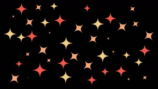 Σχεδιασμένο Animation Αστέρι Κινούμενο Μοτίβο Αστέρι Μαύρο Φόντο — Αρχείο Βίντεο