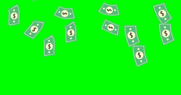 Zielony ekran Dolar Bills Deszcz Efekty Animacja Pieniądze Deszcz 4k biznesu animacja Pieniądze dolary deszcz Dolar rachunki spadające deszcz biznes studio efekty produkcji tło 4k — Wideo stockowe
