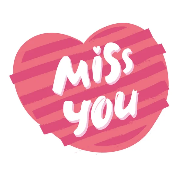 Vector Hand Drawn Lettering Poster Miss You Text Modern Brush — Stock Vector