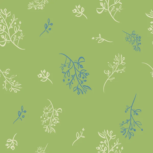 Modèle Sans Couture Vert Floral Avec Feuilles Pour Papier Peint — Image vectorielle