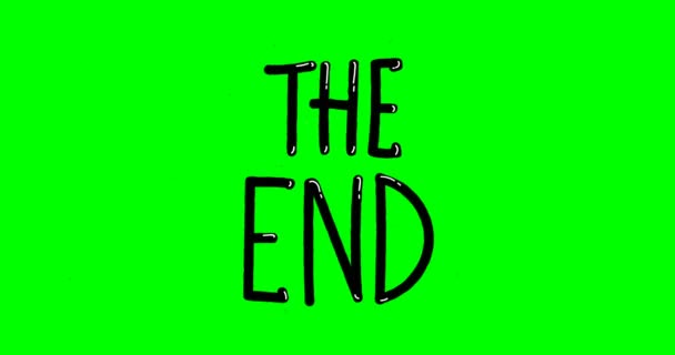 Hand Drawn The End Title Animation on transparent Background. Final Background Vlog Motion Design Footage. green screen — Stock Video