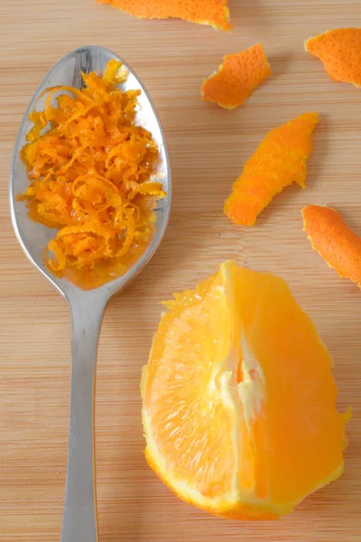 Orange zest, peels and piece for baking — Stock Photo, Image