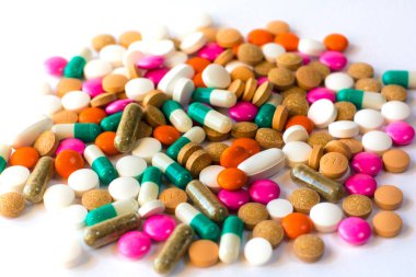 Portre renkli izole hap, Tablet ve kapsüller 