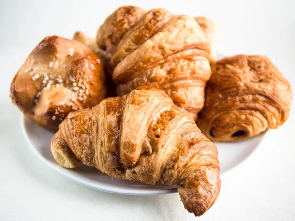 Variety of French croissants and buns — Stock Photo, Image