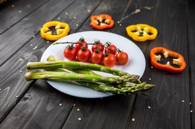 Fresh vegetables on plate  clipart